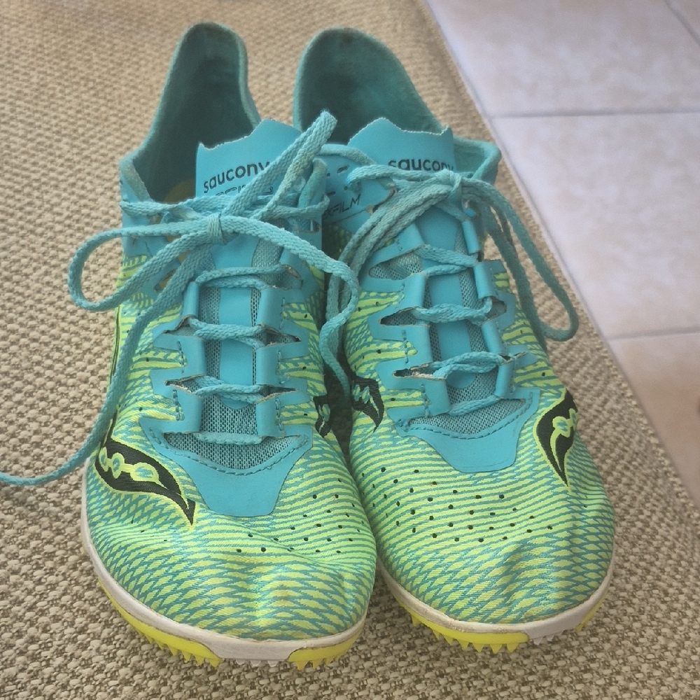 Saucony Women Sneakers - Teal and Lime With Spikes